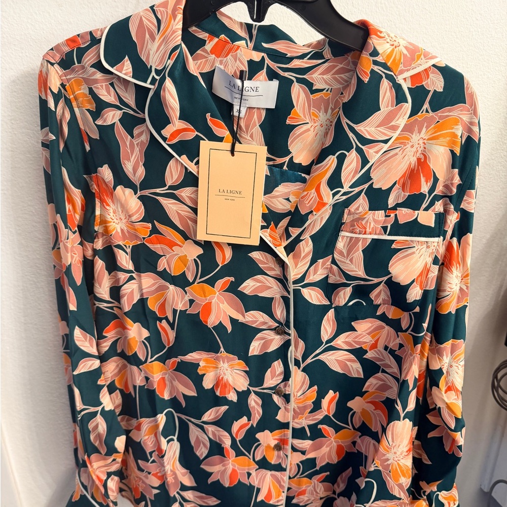 La Ligne Floral Blouse in Orange and Pink